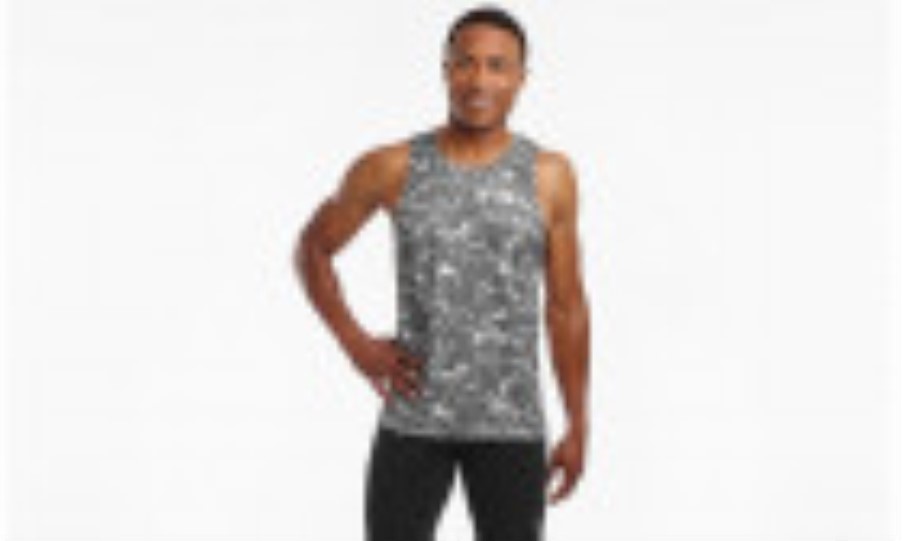 Men's Stopwatch Singlet Saucony Black Checker Print